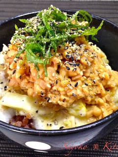 白菜とえのきのつゆだく胡麻味噌納豆丼-レシピのメイン写真