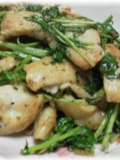 鶏肉のバジルと京みずな炒め-レシピのメイン写真