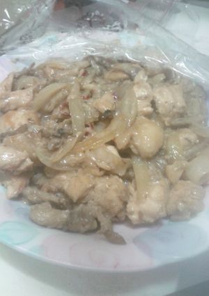 鶏肉ときのこ、玉ねぎのマヨ味噌炒め-レシピのメイン写真