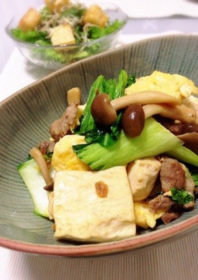 豆腐と青梗菜のちゃんぷる炒め-レシピのメイン写真