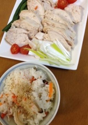 おかずもご飯も！液体塩こうじ蒸し鶏&めし-レシピのメイン写真