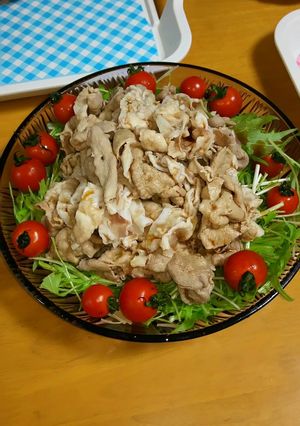 劇的簡単！豚肉と水菜のサッパリサラダ♪-レシピのメイン写真