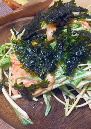 パパッと！水菜のマヨキムチ和えサラダ♪-レシピのメイン写真
