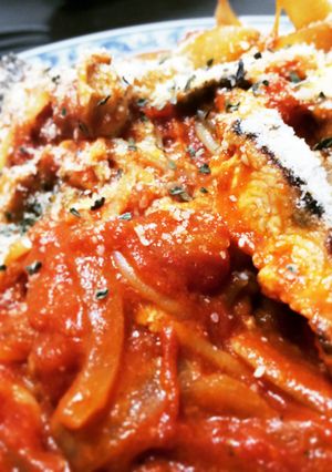 サーモンと玉ねぎのトマトソースパスタ♪-レシピのメイン写真