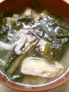 簡単 ほうれん草 椎茸 油揚げの 味噌汁-レシピのメイン写真