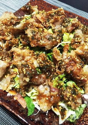 カリカリ豚肉ネギ味噌ピリ辛醤油がけ-レシピのメイン写真