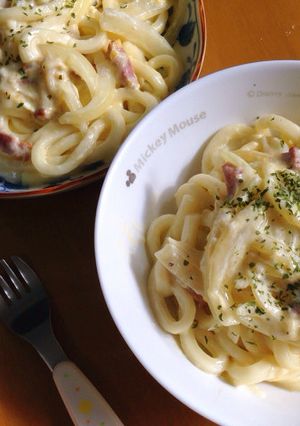 子どもが好きなカルボナーラうどん♪-レシピのメイン写真