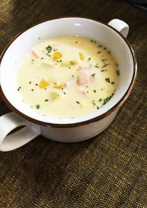 簡単美味しい!朝食☆コーンクリームスープ-レシピのメイン写真