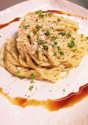 簡単！干し椎茸と豆乳のカルボナーラパスタ-レシピのメイン写真