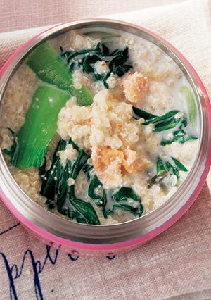 明太子とチンゲン菜の豆乳キヌアスープ-レシピのメイン写真