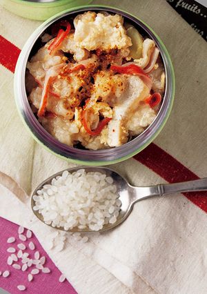 カニカマと長ねぎの親子丼風粥-レシピのメイン写真