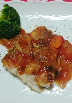 白身魚のトマト煮リメイクあんかけ-レシピのメイン写真