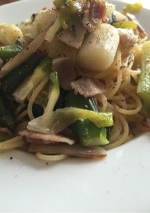 下仁田ねぎとベーコンのパスタ-レシピのメイン写真