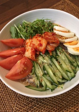 ダイエットに！野菜たっぷりしらたき冷麺-レシピのメイン写真