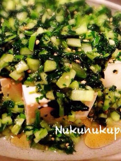 胡瓜とモロヘイヤの塩胡麻豆腐-レシピのメイン写真