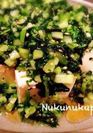胡瓜とモロヘイヤの塩胡麻豆腐-レシピのメイン写真