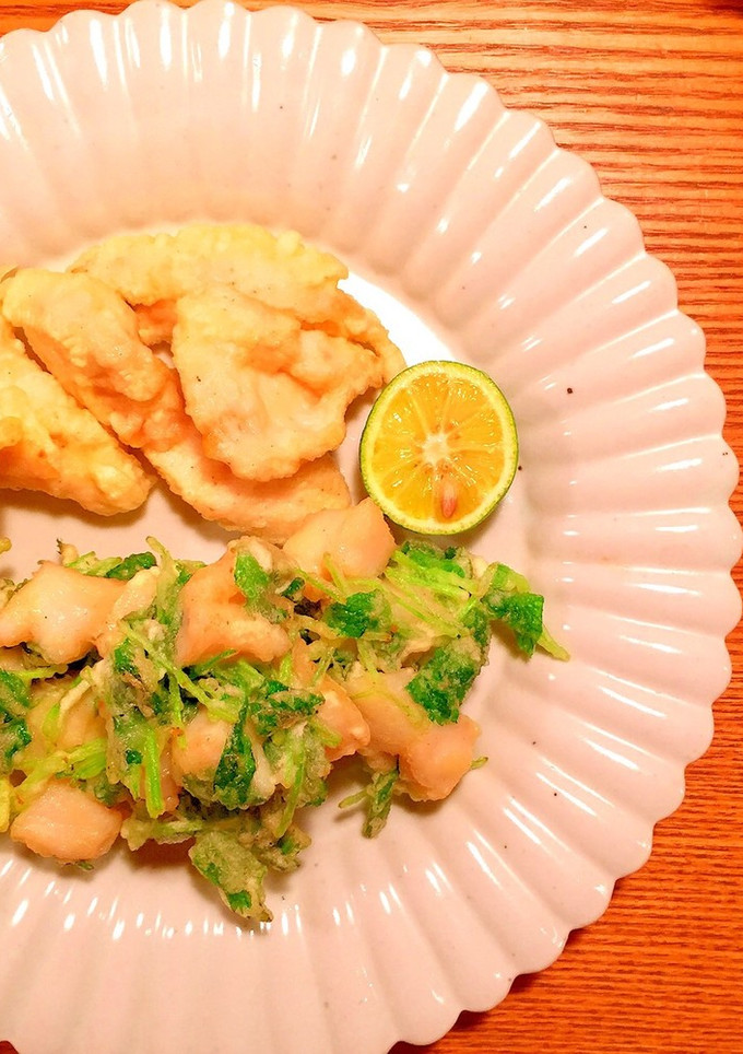 ホタテと三つ葉のかきあげ&とり天-レシピのメイン写真