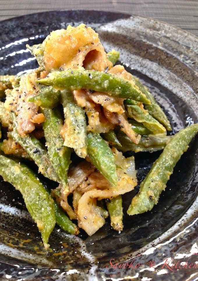 豚肉といんげん豆の胡麻味噌マヨネーズ炒め-レシピのメイン写真