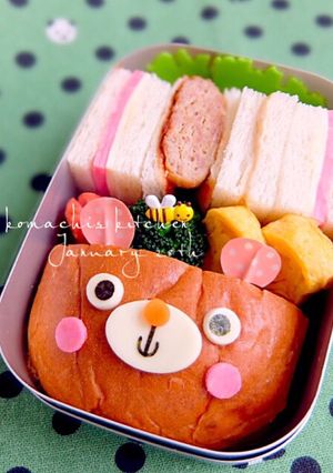 幼稚園 キャラ弁♡パン くま サンド-レシピのメイン写真
