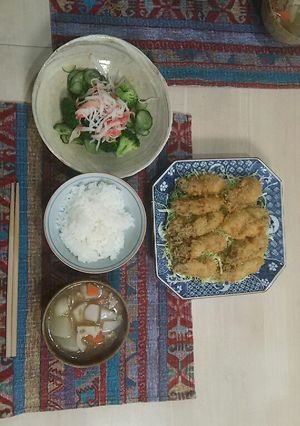 ショートニングで揚げるカキフライ。美味！-レシピのメイン写真
