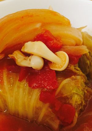 ふんわりロール白菜のスタミナトマト煮-レシピのメイン写真