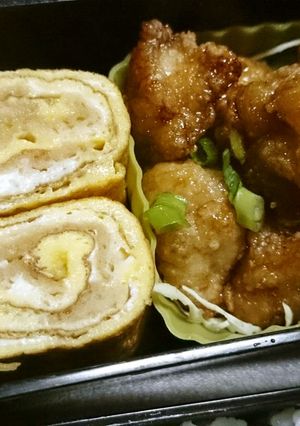 いなりの余りで♪味付き油揚げ入り卵焼き-レシピのメイン写真