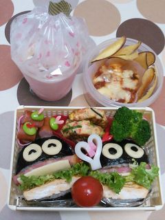 おにぎりバーガーマン弁当(^-^)-レシピのメイン写真
