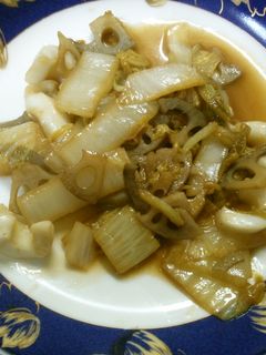 簡単 イカ 白菜 蓮根 オイスター炒め-レシピのメイン写真
