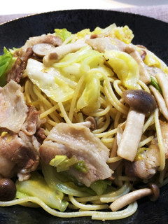 たっぷりキャベツと豚バラの柚子胡椒パスタ-レシピのメイン写真