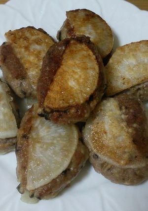 美味しい!豚挽き肉の大根挟み焼き-レシピのメイン写真