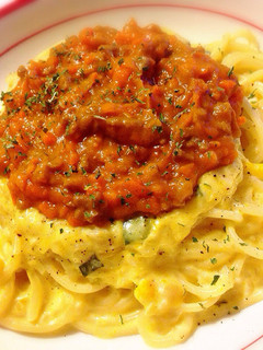 濃厚☆かぼちゃのミートクリームパスタ-レシピのメイン写真