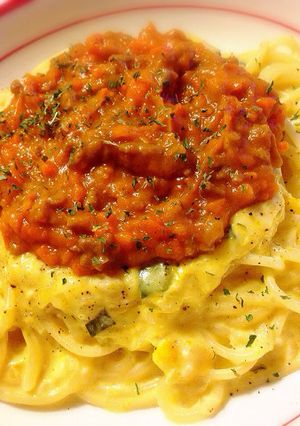 濃厚☆かぼちゃのミートクリームパスタ-レシピのメイン写真