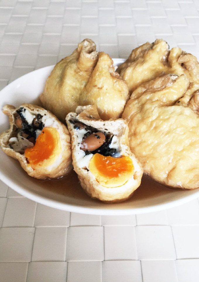 簡単！ひじき煮と卵で油揚げの巾着煮。-レシピのメイン写真