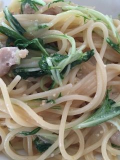 水菜と鶏肉の柚子胡椒パスタ-レシピのメイン写真