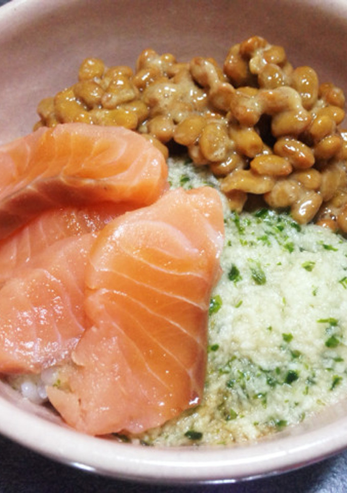 ねばねばとｻｰﾓﾝのお茶碗丼！-レシピのメイン写真