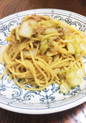 調味料は醤油だけ！白菜とツナの和風パスタ-レシピのメイン写真