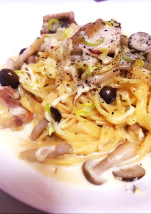 鶏肉としめじの味噌クリームパスタ-レシピのメイン写真