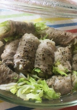 レンジで！キャベもやし豆腐の豚肉巻き-レシピのメイン写真