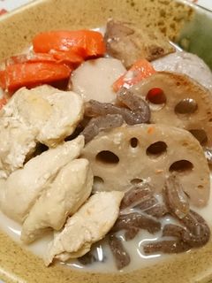 ササミとレンコンと里芋の豆乳煮-レシピのメイン写真