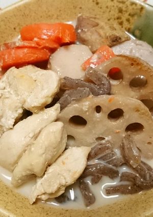 ササミとレンコンと里芋の豆乳煮-レシピのメイン写真