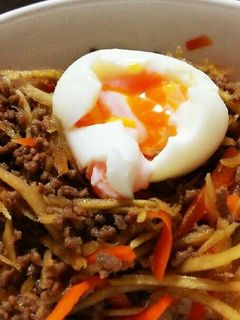 ひき肉きんぴらごぼう丼♪-レシピのメイン写真