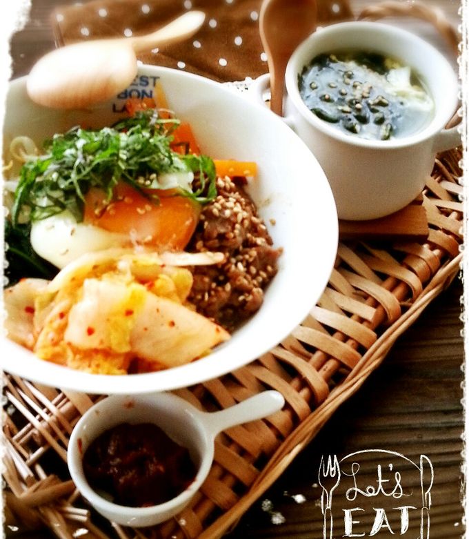 ビビンバ★ ♡フライパンビビンバ♡【#簡単レシピ #時短 #節約 #ナムル #焼肉の