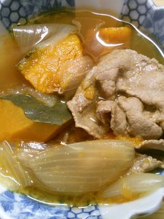簡単 かぼちゃ 玉ねぎ 牛肉の 煮物-レシピのメイン写真