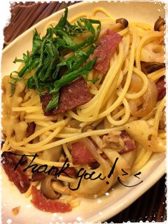 レンコンとサラミ・季節の和風パスタ-レシピのメイン写真
