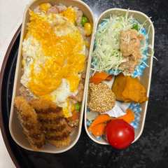 รูปของ レンジ簡単洋風梅クリーム味オムライス弁当