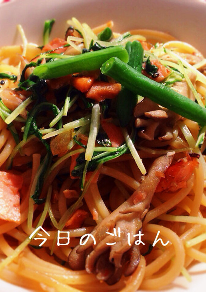 簡単♡鮭と舞茸と水菜の和風パスタ-レシピのメイン写真