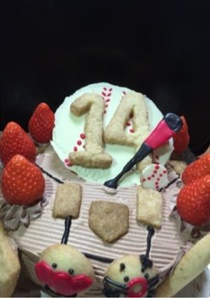 野球人生7年 誕生14年記念ケーキ-レシピのメイン写真