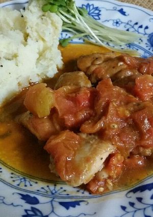 ワインビネガーで鶏肉とトマトの簡単煮込み-レシピのメイン写真