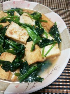 フライパンで厚揚げとほうれん草の炒め煮♪-レシピのメイン写真