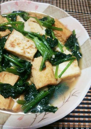 フライパンで厚揚げとほうれん草の炒め煮♪-レシピのメイン写真